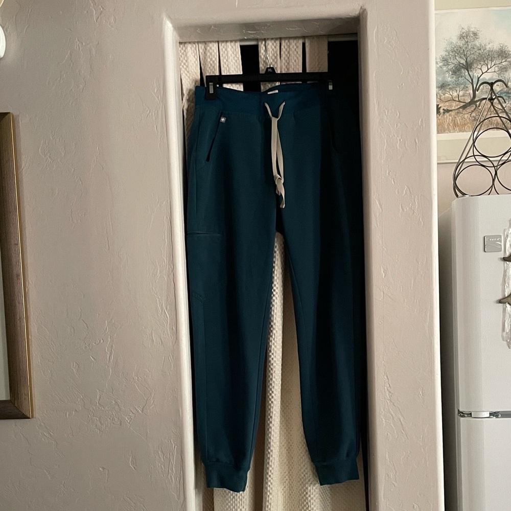 Figs Caribbean Blue Zamora Jogger scrub Pants with Drawstring small